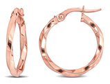 10K Rose Pink Gold Twisted Hoop Earrings